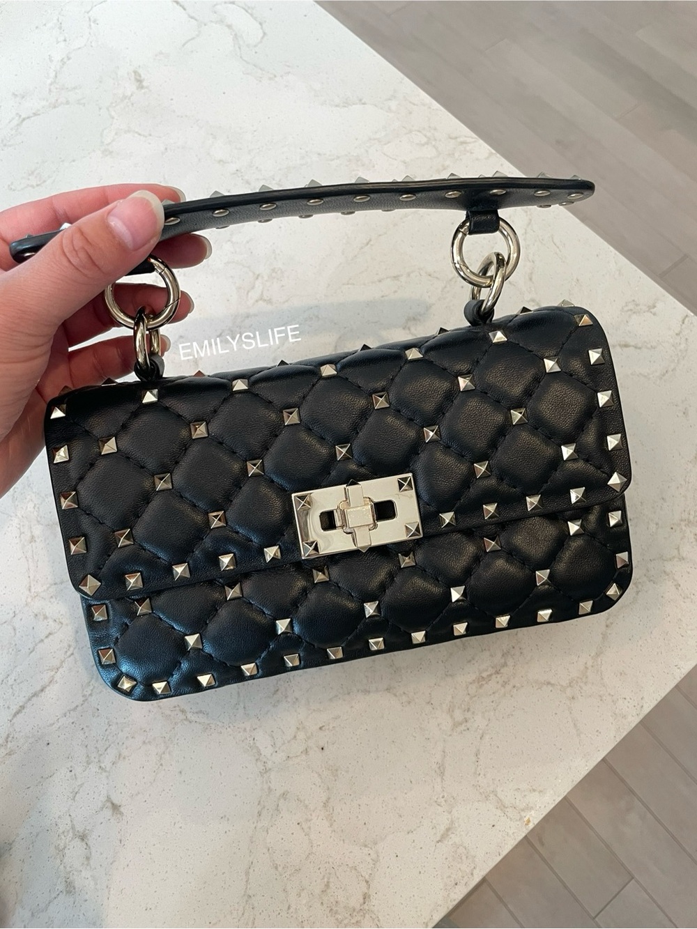 Valentino Black Small Napa Rockstud Spike Bag